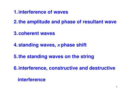 PPT - interference of waves the amplitude and phase of resultant wave coherent waves PowerPoint ...