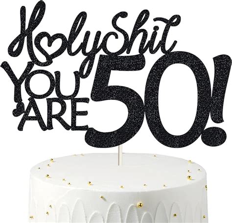 50 Birthday Cake Toppers Black Glitter Fifty Cake Topper