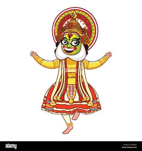 Kathakali Dancer Performing On White Background Stock Vector Image