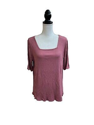 Cato Womens Rose Ribbed Blouse XL EBay