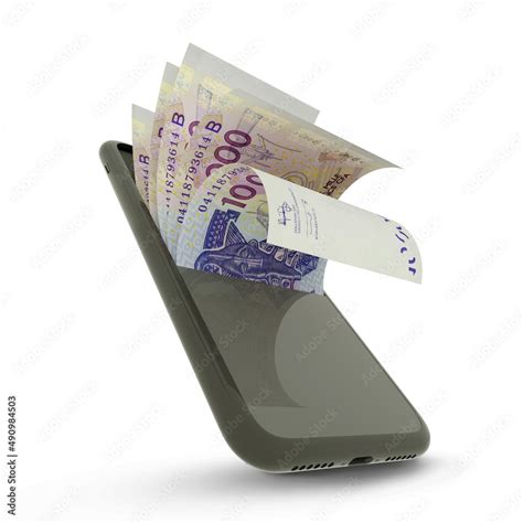 10000 Central African Cfa Franc Notes Inside A Mobile Phone Isolated On