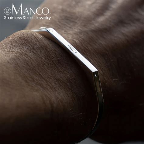 Emanco Classic Open Bracelet Minimalist Stainless Steel Gold Plated Men