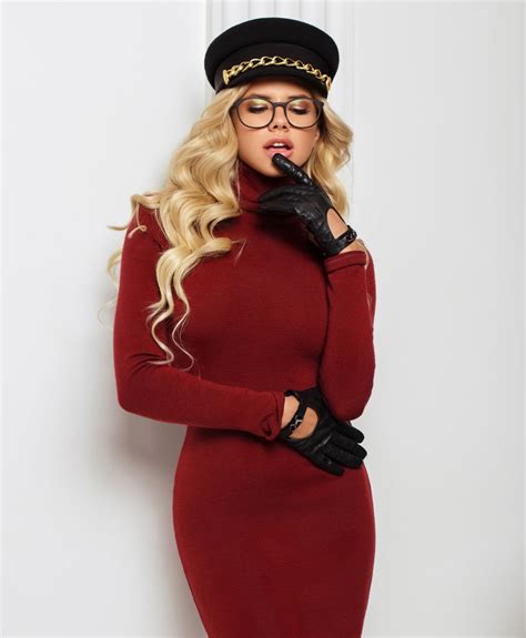 Wallpaper Nata Lee Model Blonde Portrait Display Red Dress Women With Glasses Berets