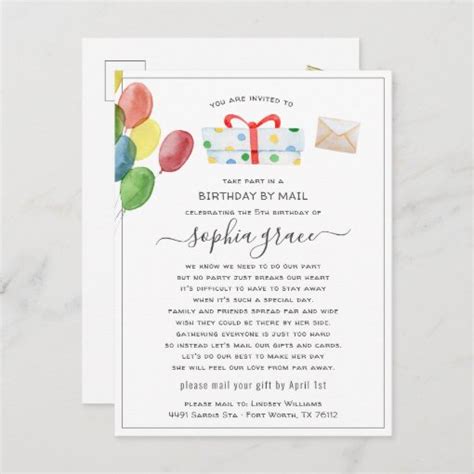 Social Distancing Birthday By Mail Invitation Postcard Zazzle