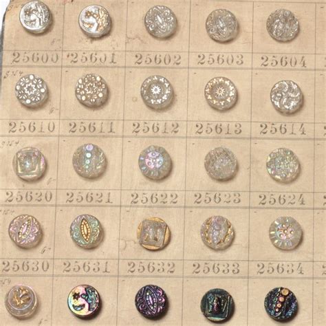 1912 Sample Card 146 Czech Antique Glass Buttons Glass Buttons