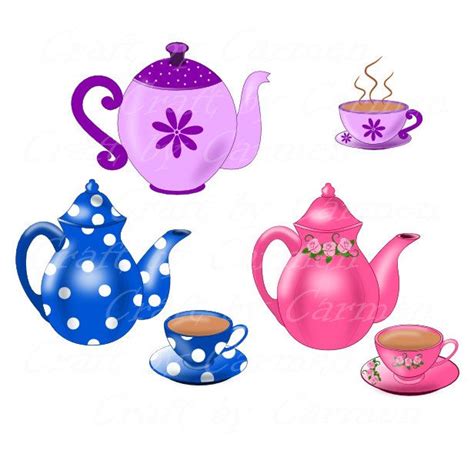 Teapot Clip Art Teapot And Cup Teapot Digital Clipart For Etsy Tea