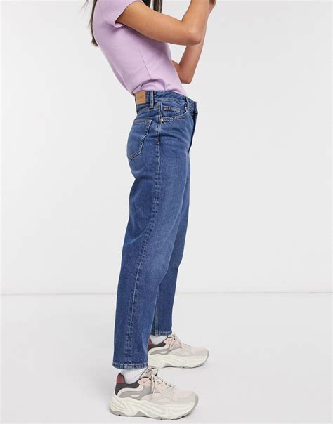 Monki Taiki Organic Cotton High Waist Mom Jeans In Blue Lyst