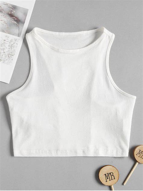 18 OFF 2021 Racerback Cropped Tank Top In WHITE ZAFUL