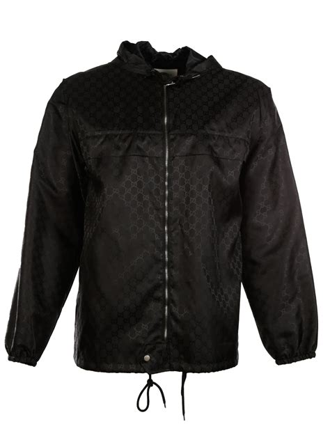 Gucci Gucci Gg Jacquard Nylon Windbreaker Black Mens Jackets Italist