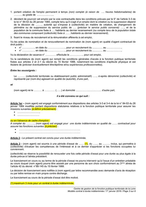 Modèle de contrat à durée indéterminée sur un emploi permanent DOC