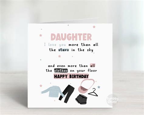 a birthday card for a daughter with the words, i love you more than all the stars in the sky