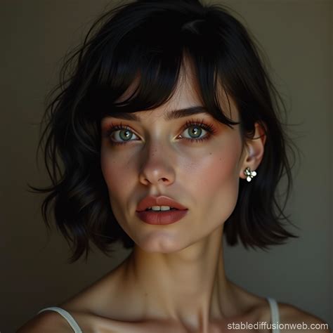 Pretty Lady With Black Hair Stable Diffusion Online