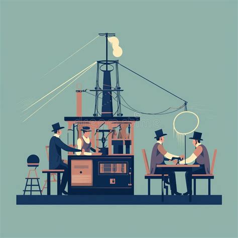 Flat Illustration Of Telegraph Station Second Industrial Revolution