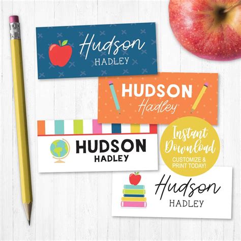 Name Labels for Kids, Name Labels for Daycare, School Labels Printable ...