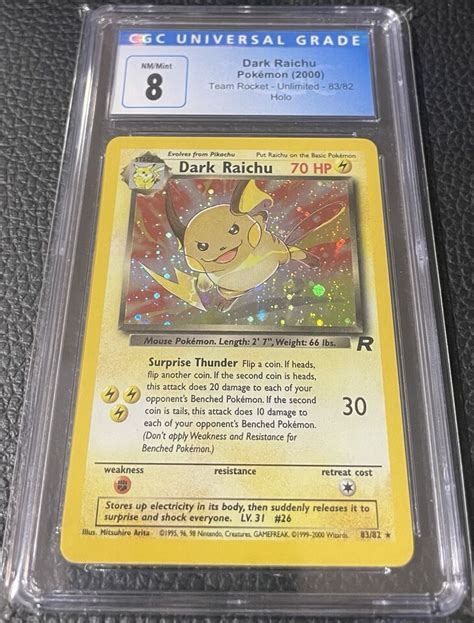 Dark Raichu Pokemon Team Rocket Unlimited Holo Rare Cgc