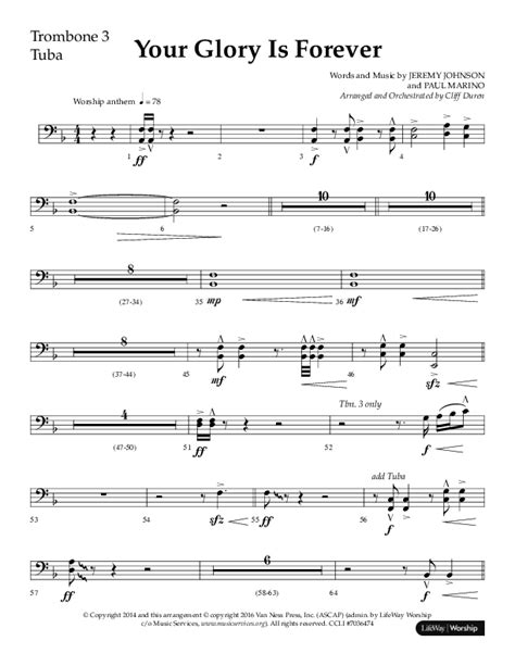 Your Glory Is Forever Choral Anthem Satb Trombone Tuba Sheet Music