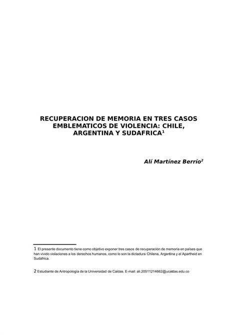 Pdf Recuperaci N De Memoria En Tres Casos Emblem Ticos De Violencia