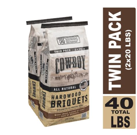 Cowboy Hardwood Charcoal Briquets 20 Pounds Each Pack Of 2 40 Pound