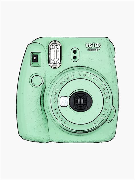 Polaroid Camera Green Sticker By Cherryblue Redbubble In 2020