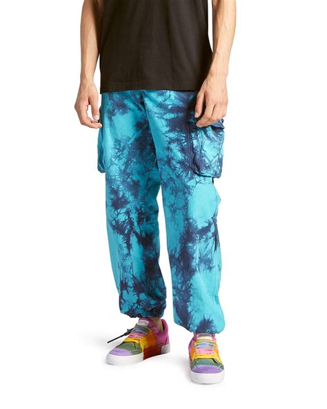 Buy Off White Tie Dye Contour Cargo Pants Turquoise Tie Dye At