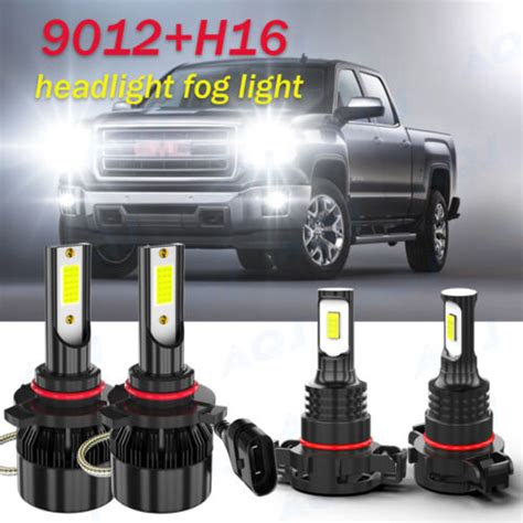 For Gmc Sierra 1500 2014 2015 Combo 9012 Led Headlights 5202 Fog Light Bulbs Ebay