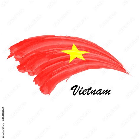 Watercolor Painting Flag Of Vietnam Brush Stroke Illustration Stock