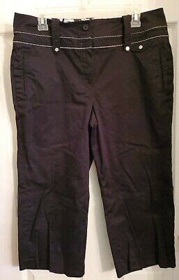 Larry Levine Pants Womens Size 12 Stretch Dressy Black Capri EBay