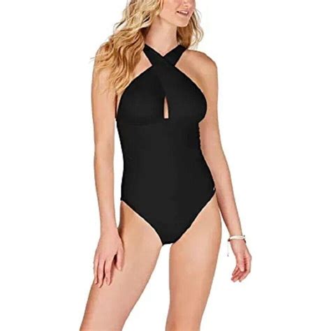 Michael Michael Kors Women S High Neck Shirred One Piece Swimsuit