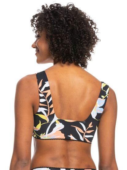 Womens Hibiscus Wave Bralette Bikini Top Roxy