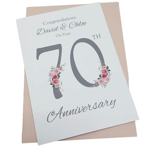 70th Wedding Anniversary Card Platinum 70 Year Seventieth Anniversary