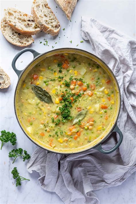 Creamy Vegetable Chickpea Soup Vegan Domestic Gothess