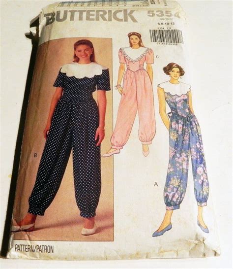 1990s Jumpsuit Wide Collar Cuffed Ankle Fitted Sewing Pattern Butterick