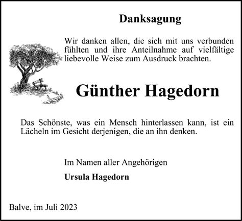 Traueranzeigen von Günther Hagedorn Trauer in NRW de