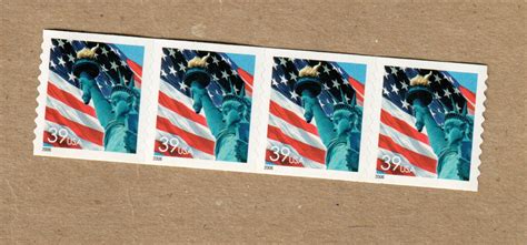 3981 Statue Of Liberty And Flag Coil Strip Of 4 Mnh United States General Issue Stamp Hipstamp