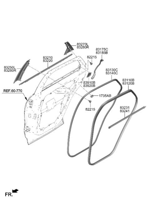 83220 AR000 Genuine Hyundai W STRIP ASSY RR DR BELT O S RH