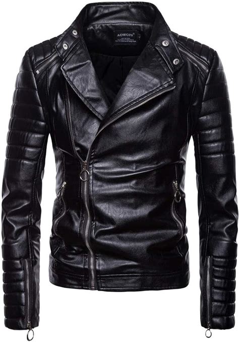 Jyy Chaqueta De Moto Retro De Cuero Suave Para Hombre Chaqueta Casual