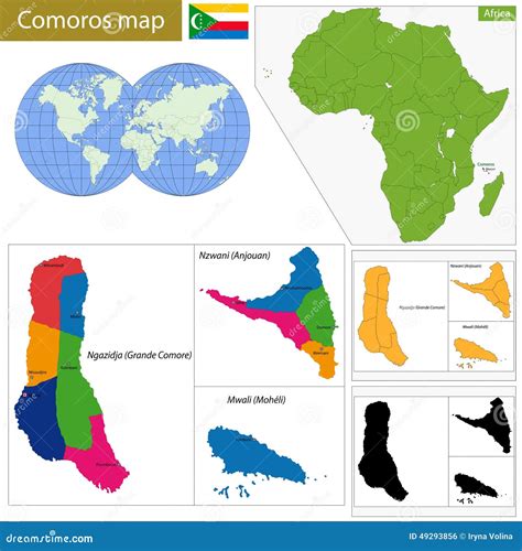 科摩罗地图 向量例证 插画 包括有 城市 政治上 区域 世界 等高 国家地区 例证 地区 49293856