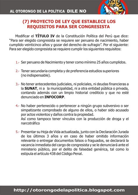 Al Otorongo de la Política dile NO 7 Proyecto de Ley que establece