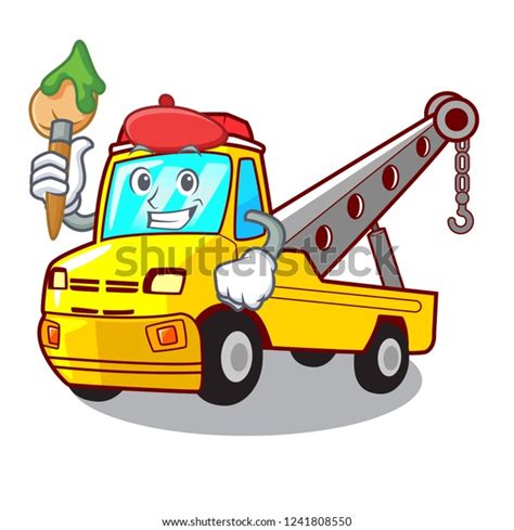 Artist Cartoon Tow Truck Isolated On Stock Vector Royalty Free