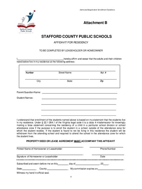 Fillable Online Notarized Affidavit Stafford County Public Schools Form