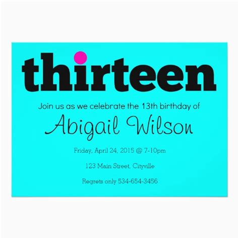 13th Birthday Boy Invitations Thirteen 13th Birthday Party Invitation ...