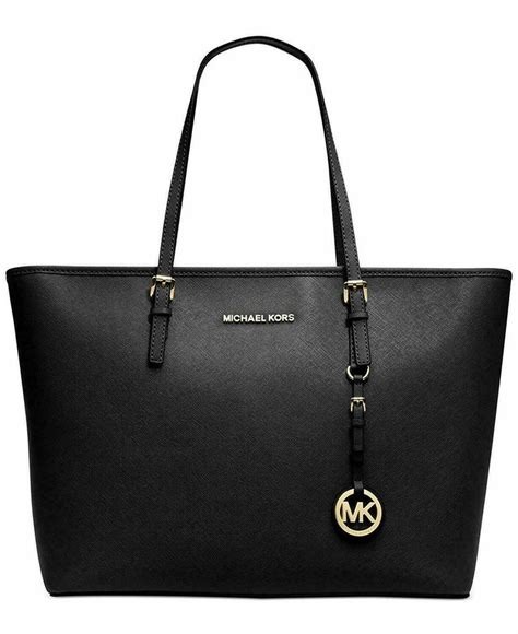 Michael Kors Jet Set Travel Mk Tz Tote Bag Black Saffiano Leather 38f7gtvt3l Ebay Handbags