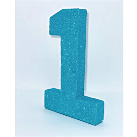 Blue Glitter Number 1 Glitter Number One Freestanding Number