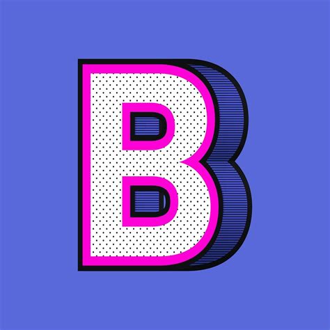 Psd D Letter B Isometric Halftone Style Typography Free Image By