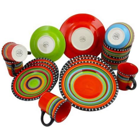 Gibson Elite Piece Multi Color Glaze Dinnerware Set With Plates