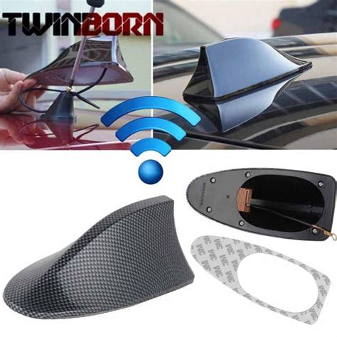 Carbon Fiber Car Shark Fin Roof Antenna Radio Fm Am Decorate Aerial For