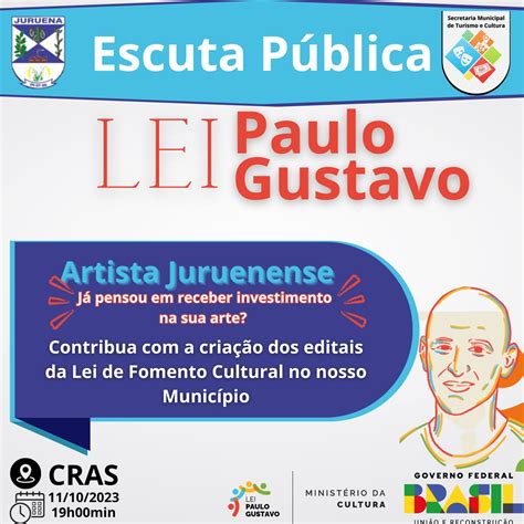 Prefeitura convida para escuta pública sobre a Lei Paulo Gustavo