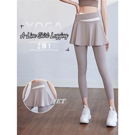 Jual Ready Lengkap Premium A Line In Legging Rok Sport Wanita High