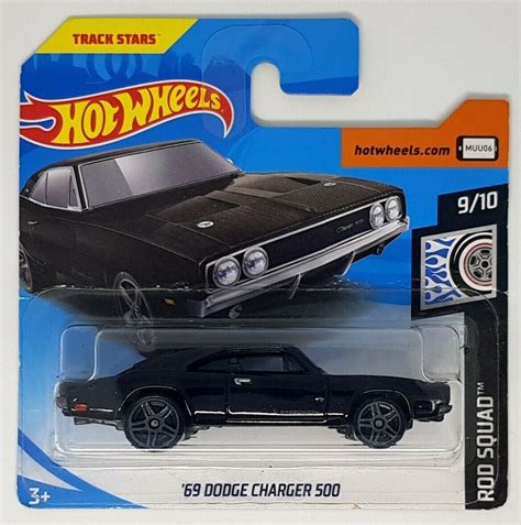 Hot Wheels 69 Dodge Charger 500 Black Hw Rod Squad Perfect Birthday T Miniature Collectable