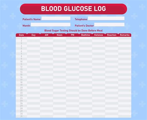 Blood Sugar Log Free Printable Printable Templates